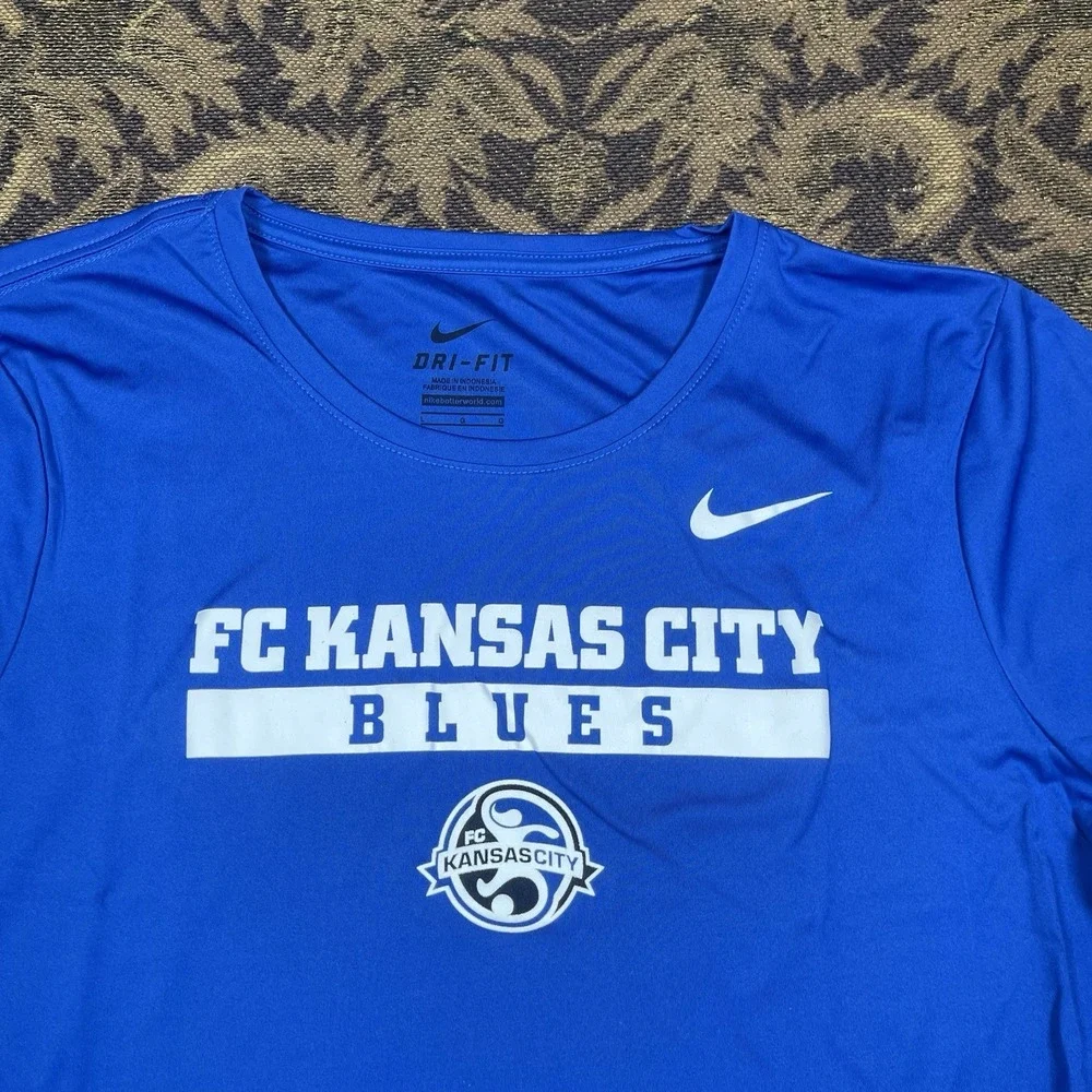 Nike Dri-FIT FC Kansas City Soccer women's Blue t-shirt Size Large New